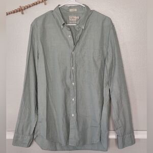J. Crew Classic 2 Ply Yarn Green Button Collared Long Sleeve Shirt Size L
